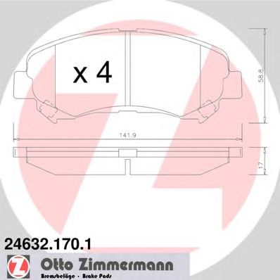 ZIMMERMANN 246321701 -  Комплект тормозных колодок, дисковый тормоз