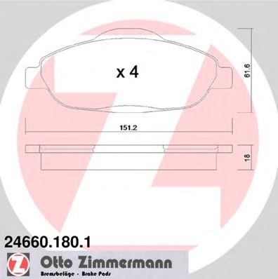 ZIMMERMANN 246601801 -  Комплект тормозных колодок, дисковый тормоз