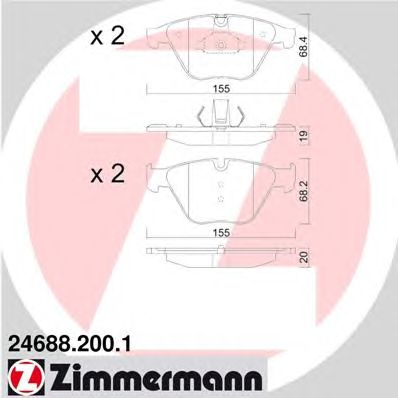 ZIMMERMANN 246882001 -  Комплект тормозных колодок, дисковый тормоз