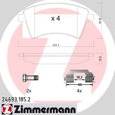 ZIMMERMANN 246931852 -  Комплект тормозных колодок, дисковый тормоз