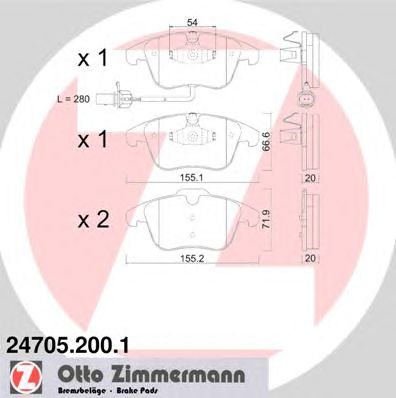 ZIMMERMANN 247052001 -  Комплект тормозных колодок, дисковый тормоз