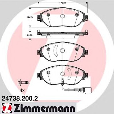 ZIMMERMANN 247382002 -  Комплект тормозных колодок, дисковый тормоз