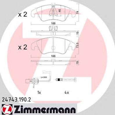 ZIMMERMANN 247431902 -  Комплект тормозных колодок, дисковый тормоз