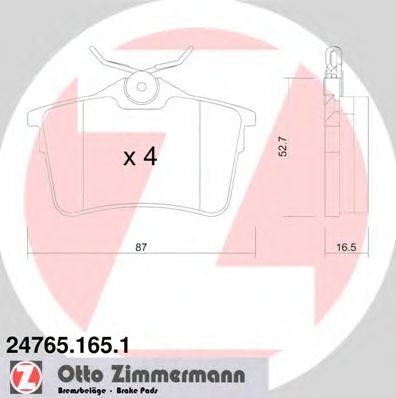 ZIMMERMANN 247651651 -  Комплект тормозных колодок, дисковый тормоз