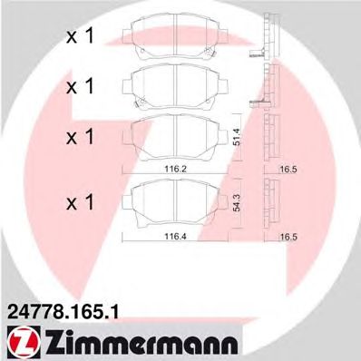 ZIMMERMANN 247781651 -  Комплект тормозных колодок, дисковый тормоз