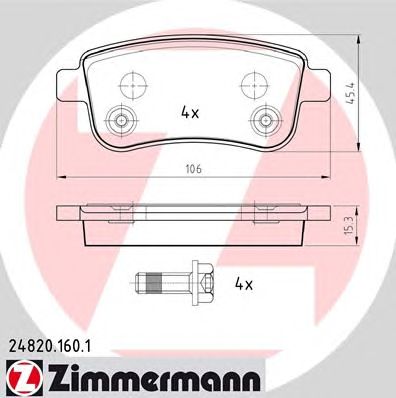 ZIMMERMANN 248201601 -  Комплект тормозных колодок, дисковый тормоз