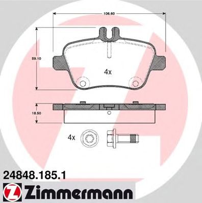 ZIMMERMANN 248481851 -  Комплект тормозных колодок, дисковый тормоз
