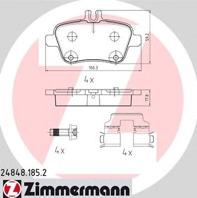 ZIMMERMANN 248481852 -  Комплект тормозных колодок, дисковый тормоз