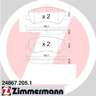 ZIMMERMANN 248672051 -  Комплект тормозных колодок, дисковый тормоз