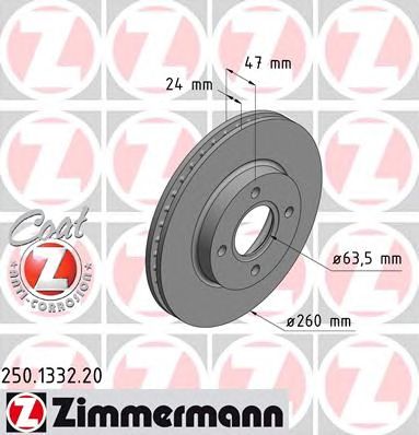 ZIMMERMANN 250133220 -  Диск тормозной, Coat Z