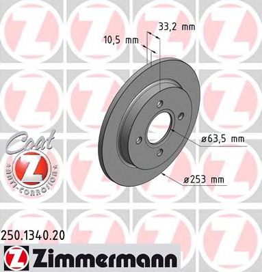 ZIMMERMANN 250134020 -  Диск тормозной, Coat Z