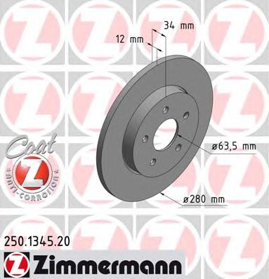 ZIMMERMANN 250134520 -  Диск тормозной, Coat Z