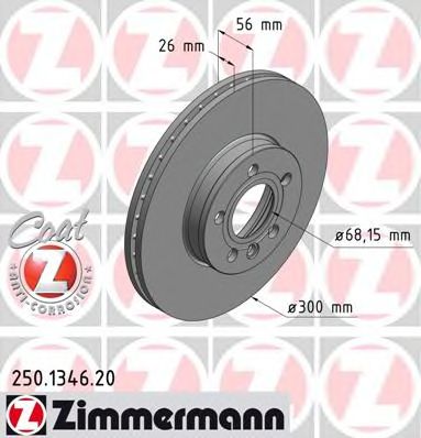 ZIMMERMANN 250134620 -  Диск тормозной вентилируемый, Coat Z