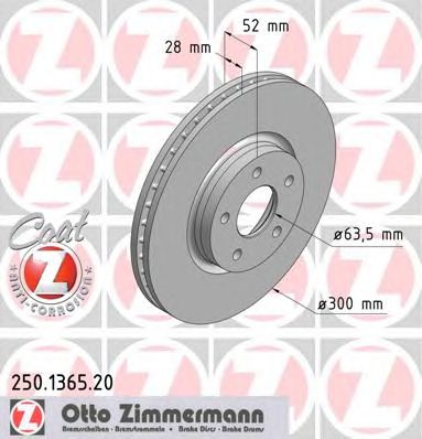 ZIMMERMANN 250136520 -  Тормозной диск