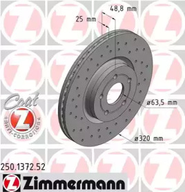 ZIMMERMANN 250137252 -  Диск тормозной вентилируемый, перфорированный