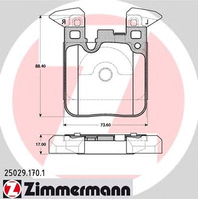 ZIMMERMANN 250291701 -  Комплект тормозных колодок, дисковый тормоз