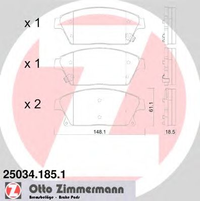 ZIMMERMANN 250341851 -  Комплект тормозных колодок, дисковый тормоз