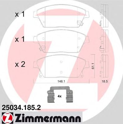 ZIMMERMANN 250341852 -  Комплект тормозных колодок, дисковый тормоз