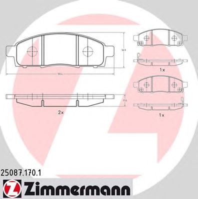 ZIMMERMANN 250871701 -  Комплект тормозных колодок, дисковый тормоз