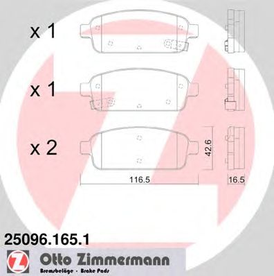 ZIMMERMANN 250961651 -  Комплект тормозных колодок, дисковый тормоз