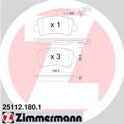 ZIMMERMANN 251121801 -  Комплект тормозных колодок, дисковый тормоз