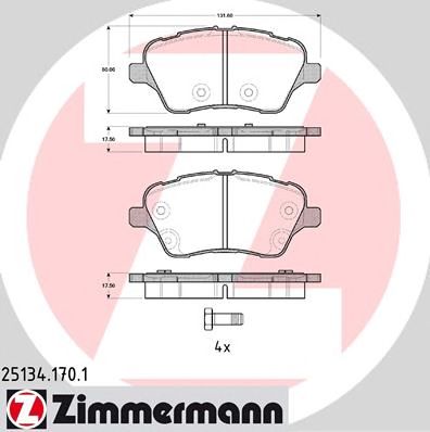 ZIMMERMANN 251341701 -  Комплект тормозных колодок, дисковый тормоз