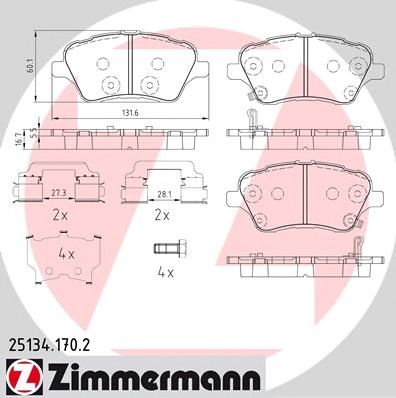 ZIMMERMANN 251341702 -  Комплект тормозных колодок, дисковый тормоз