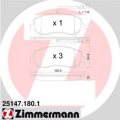 ZIMMERMANN 251471801 -  Комплект тормозных колодок, дисковый тормоз