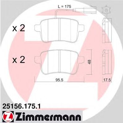 ZIMMERMANN 251561751 -  Комплект тормозных колодок, дисковый тормоз