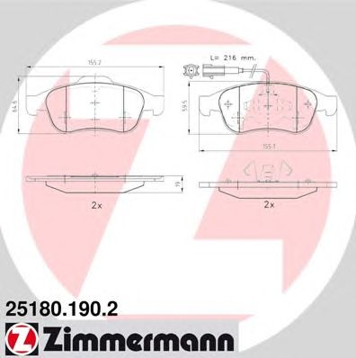 ZIMMERMANN 251801902 -  Комплект тормозных колодок, дисковый тормоз