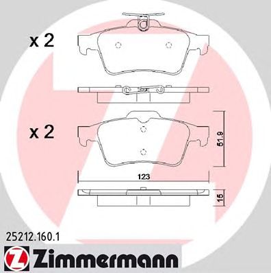ZIMMERMANN 252121601 -  Комплект тормозных колодок, дисковый тормоз