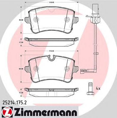 ZIMMERMANN 252141752 -  Колодки тормозные дисковые задниеие комплект