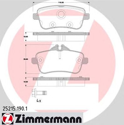 ZIMMERMANN 252151901 -  Комплект тормозных колодок, дисковый тормоз