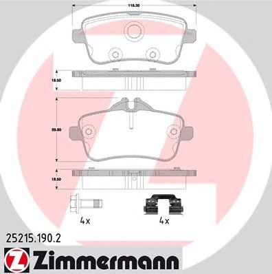 ZIMMERMANN 252151902 -  Комплект тормозных колодок, дисковый тормоз