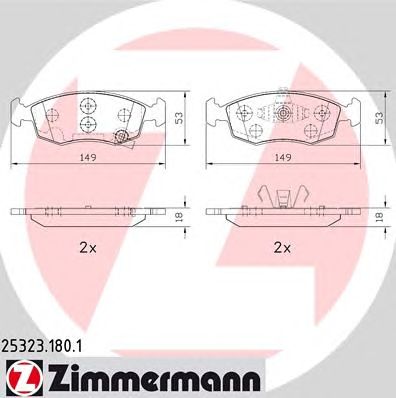 ZIMMERMANN 253231801 -  Комплект тормозных колодок, дисковый тормоз