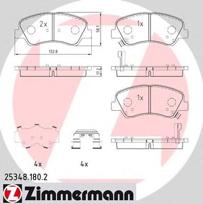 ZIMMERMANN 253481802 -  КОЛОДКИ ТОРМОЗНЫЕ ПЕР. HYUNDAI, KIA ACCENT IV (RB)