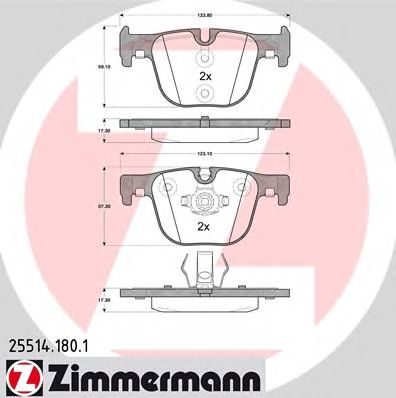 ZIMMERMANN 255141801 -  Комплект тормозных колодок, дисковый тормоз