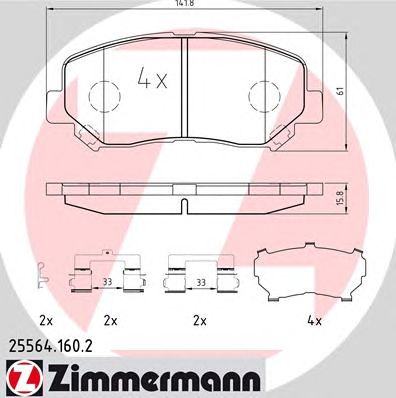 ZIMMERMANN 255641602 -  КОЛОДКИ ТОРМОЗНЫЕ ДИСКОВЫЕ MAZDA INCL. ACCESSORY C