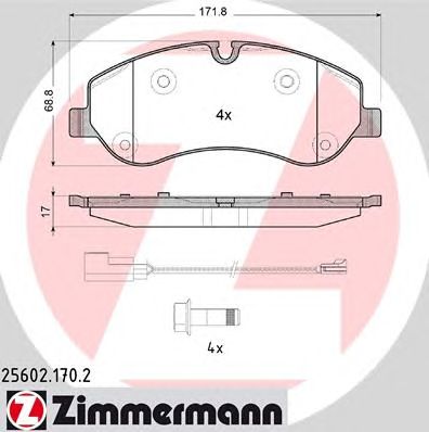 ZIMMERMANN 256021702 -  Колодки тормозные дисковые, комплект передние