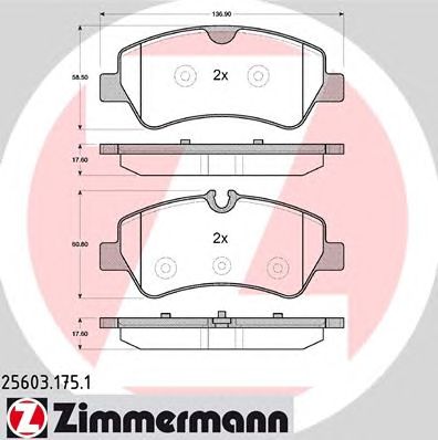 ZIMMERMANN 256031751 -  Комплект тормозных колодок, дисковый тормоз