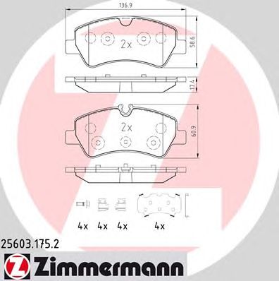 ZIMMERMANN 256031752 -  Колодки тормозные дисковые задниеие комплект