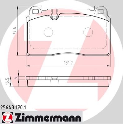 ZIMMERMANN 256431701 -  КОЛОДКИ ТОРМОЗНЫЕ ДИСКОВЫЕ Q5 (8R) 2.0 TDI 05.2013