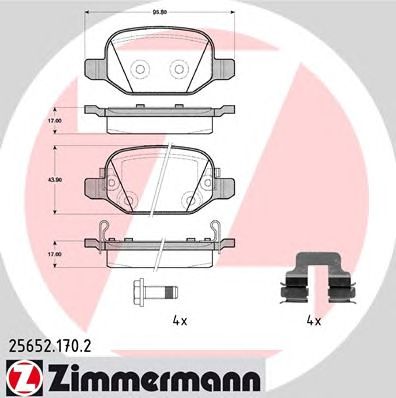 ZIMMERMANN 256521702 -  Комплект тормозных колодок, дисковый тормоз