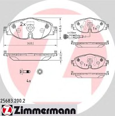 ZIMMERMANN 256832002 -  Колодки тормозные дисковые передние комплект с датчиком износа