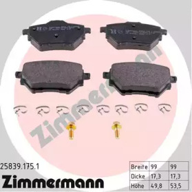 ZIMMERMANN 258391751 -  Комплект тормозных колодок, дисковый тормоз