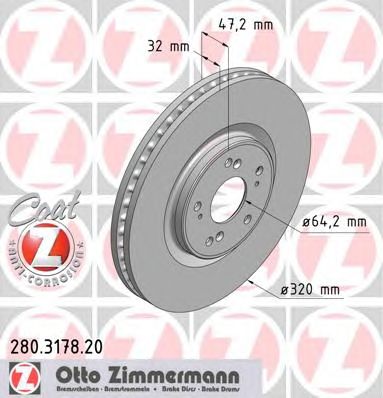 ZIMMERMANN 280317820 -  Тормозной диск