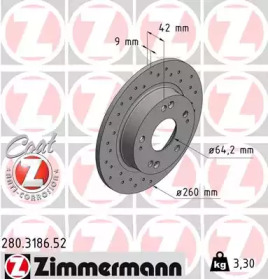 ZIMMERMANN 280318652 -  Диск тормозной перфорированный