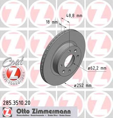 ZIMMERMANN 285351020 -  Тормозной диск