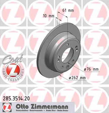 ZIMMERMANN 285351420 -  Диск тормозной, Coat Z