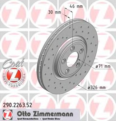 ZIMMERMANN 290226352 -  Диск тормозной вентилируемый, перфорированный